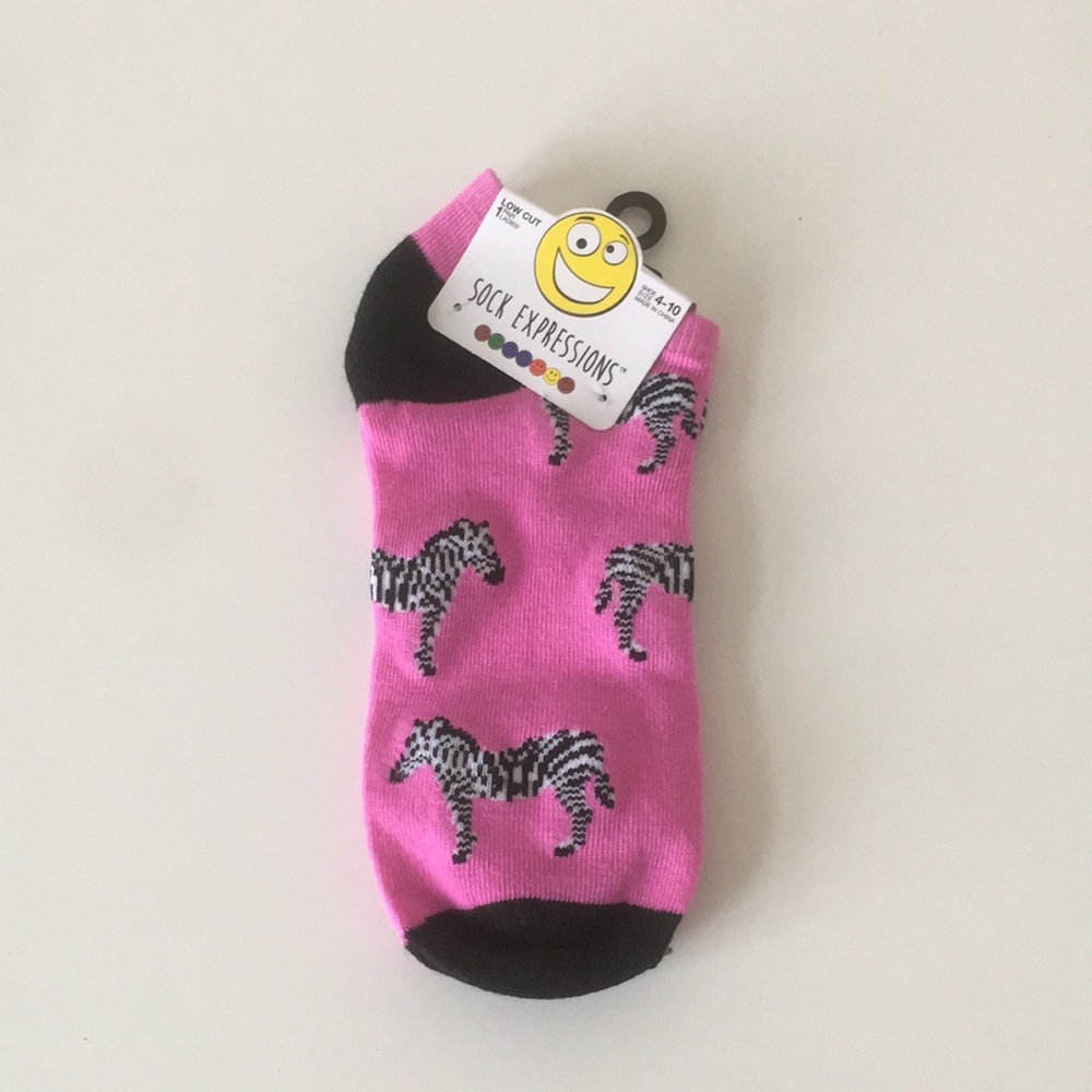 Sock Expressions Low Cut Women's Socks Zebra Print Pink